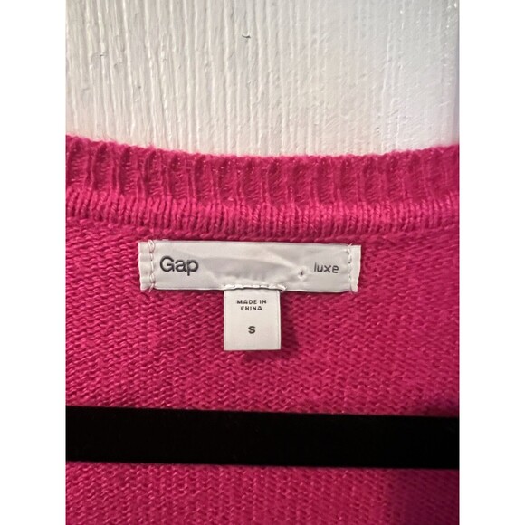 Gap Luxe Sweater Womens Small Pink Angora V-Neck layering casual preppy feminine - Picture 6 of 7